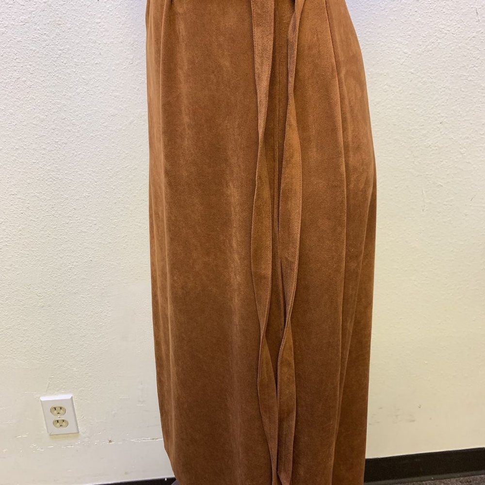 *Banana Republic Faux Suede Fabric Brown Wrap Dress Size 6 - Picture 7 of 8